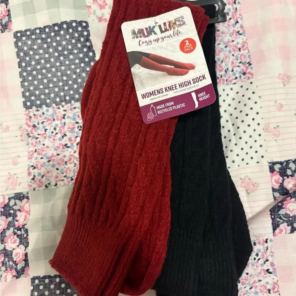 Muk Luks Women's Knee High Sock - Deep Red